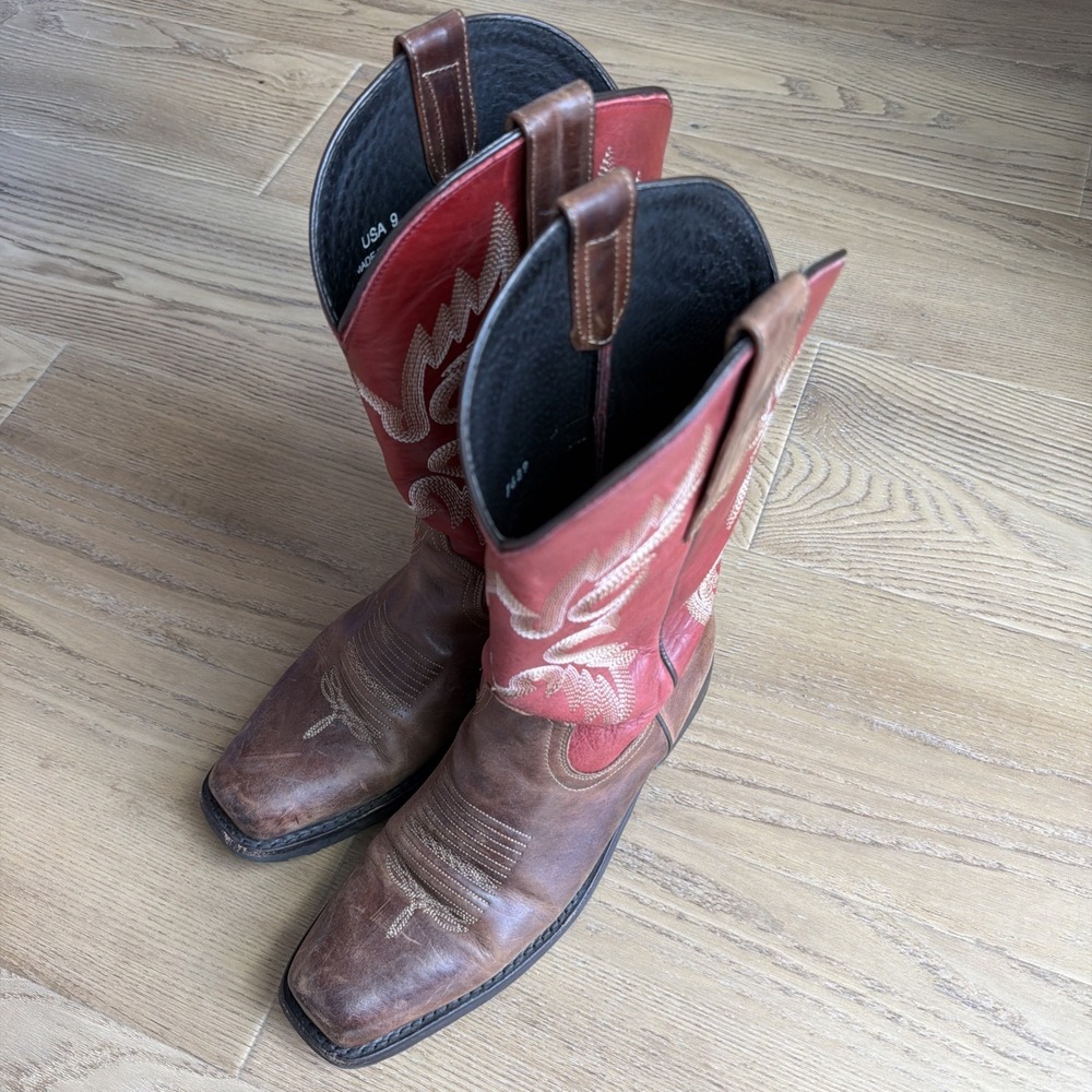 Masterson Boot Co. Cowboy Boots Men's Size 9 Square Toe Brown RBC 4708 W